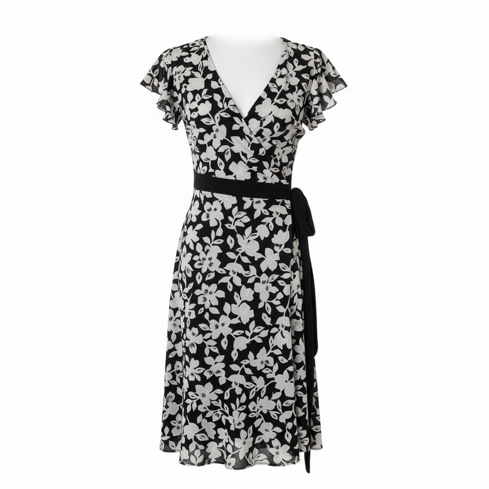 Floral Black and White Dress